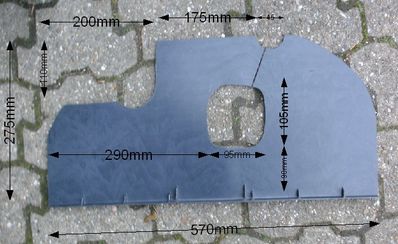 Radhausabdeckung zugeschnitten mit Maßangaben
