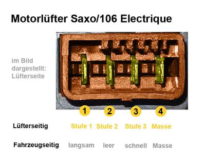 Motorluefter, Steckerbelegung
